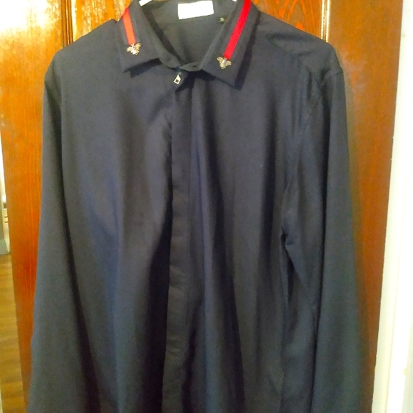 Gucci by Tom Ford Bee rich long sleeve silk shirt